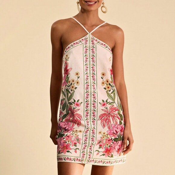 Dresses & Skirts - Multicolor Boho Women's Flower Print Mini Dress